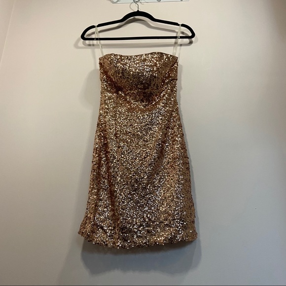Gold strapless sequin dress - Picture 1 of 1
